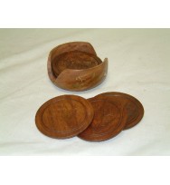 Coaster Set Brass Inlay carved